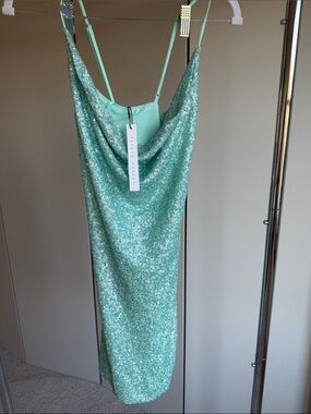 Susana Monaco Mint Green Sequin Cowl Slip Dress